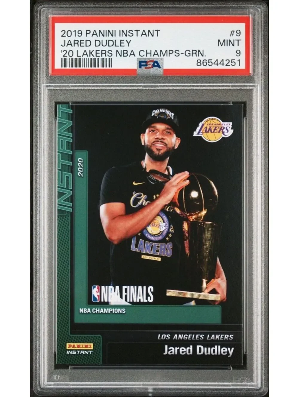 Jared Dudley 2020 Panini Lakers NBA Champions #9 Green Card 10/10 PSA 9 Mint